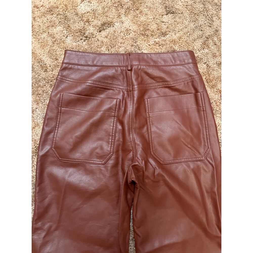 Anthropologie Pilcro The Rylan Faux Leather Flare Wide Leg Pants Cocoa Brown - Picture 5 of 8
